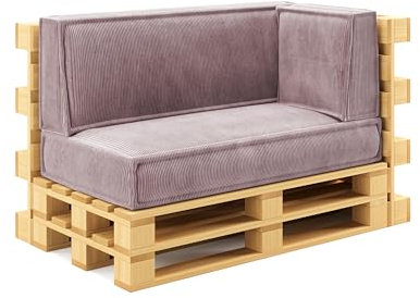chilly pilley® Palettenkissen Palettenauflagen aus Cord für EU-Paletten - Abnehmbarer Bezug - Sitzkissen - Rückenlehnenkissen viele Farben (3er Set, Violett)