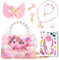 LSSAGOON Einhorn Handtasche Mädchen, Verstellbarem Kleine Umhängetasche, Geldbeutel mit Anzieh-Schmuckset, Kinder Crossbody Bag, Geburtstagsgeschenk Ostergeschenke Weihnachtsgeschenke für Mädchen