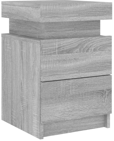 vidaXL Nachttisch mit LED-Leuchten Grau Sonoma 35x39x55 cm