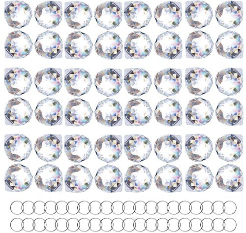 48 Stück klare Kristallkugelprismen, 20 mm, Kronleuchter, Prisma, Sonnenscheinfänger, Regenbogen-Anhänger, hängende Kristall-Prismen für Fenster