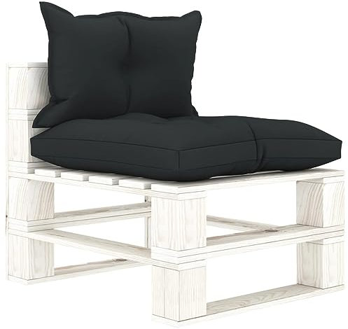 Rantry Zentraler Gartensessel Paletten Kissen Anthrazit aus Holz, Gartensofa, Schlafsofa Wohnzimmer Couch, Sofas für den Außenbereich, Wohnzimmer Terrasse Outdoor Möbel