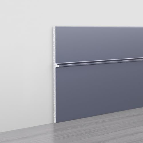 Raouoae Battiscopa in Lega di Alluminio Anodizzato 49mm X 125cm, 4 Pezzi, per Cucina, Bagno, Garage, Armadio, Adatto A Pavimenti E Pareti(Grau,Stil A)