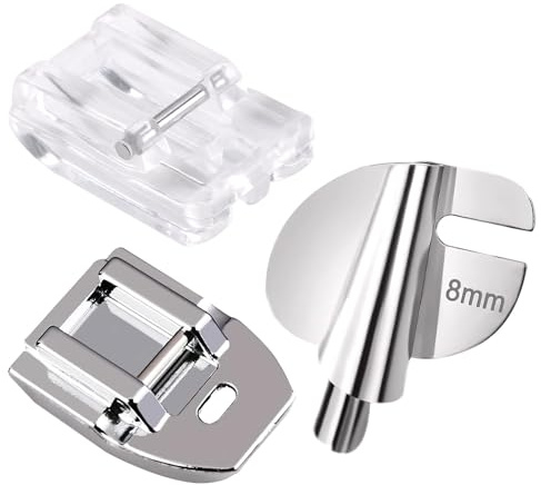 SRLWMY Pied de Biche Machine à Coudre, Accessoires Couture pour Fermeture Éclair Invisible et Ourlet Roulé, 3 Pièces, Compatible Singer W6 Brother Elna Pfaff