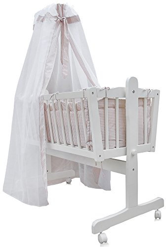 VitaliSpa Babybett, Stubenbett, Weiß/Beige, 100 x 77 cm mit Rollen