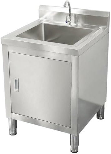 Evier Cuisine Inox 1 bac,Meuble Évier Exterieur Autoportant,Meuble de salle de bain,Meuble sous lavabo,Placard de rangement,Plonge Inox avec Robinet,Lavabo multifonction pour Garage,Jardin,Intérieur
