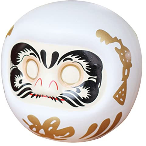 KOMBIUDA Japanische Daruma Figur Sparschwein Keramische Daruma Statue Weiß Spargefäß Für Münzen Haushalts Dekoration Und Geschenk Für Kinder Glücksbringer Für Zuhause Und Büro