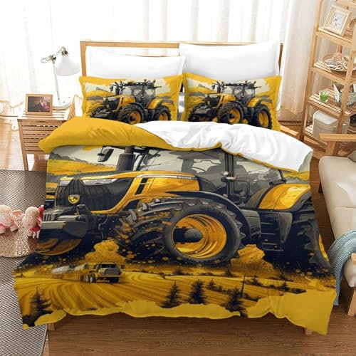 GZCVBDYUY Zugmaschine 3D-gedrucktes Bettwäsche 3 Teilig Bettbezug Set Mit Kissenbezug Soft Microfaser Luxus Modern Mit Reißverschluss Für Erwachsene Und Kinder Single(140x200cm)