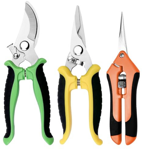 Chiluxendo 3 Pezzi Forbici Potatura Professionali, Cesoie Giardinaggio con Manico Ergonomico, Forbice da Potature, Forbici da Giardino, Pruning Shears con Blocco di Sicurezza, Cesoia per Potare