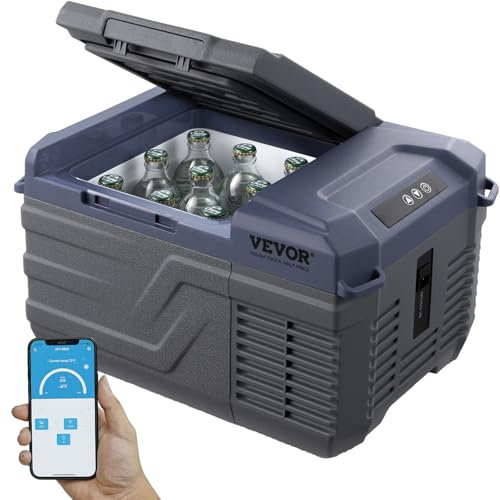 VEVOR Car Refrigerator, 12 Volt Car Refrigerator Fridge, 9.5QT Single Zone Portable Freezer, -4℉-68℉ Adjustable Range, 12/24V DC and 100-240V AC Compressor Cooler for Outdoor, Camping, RV