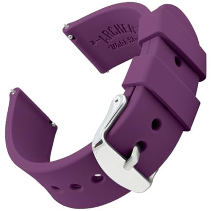 Archer Watch Straps - Bracelets de Montre en Silicone à Dégagement Rapide (Prune, 20mm)