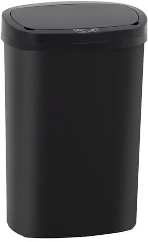 PayLessHere Poubelle de cuisine automatique de 50 litres avec couvercle sans contact avec détecteur de mouvement haute capacité pour cuisine, chambre, salle de bain, bureau, poubelle étanche (1, noir)