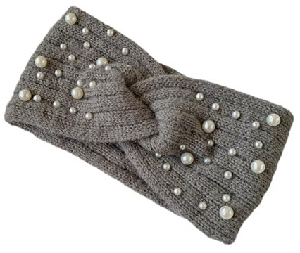 DEARMAMY Winter Stirnband Damen Warmes Geflochtenes Haarband Mit Perlen Weiches Kuschelstrick-stirnband Für Kalte Tage Elastisches Ohrwärmer-accessoire Für Frauen
