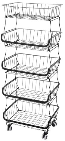 XUEMANSHOP Frutero de 5 niveles, estante para verduras con 4 ruedas, capacidad de carga de cada nivel 10 kg, carrito de cocina para cocina, salón, baño