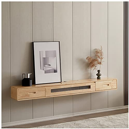 ULYTMMJG Floating TV Stand with Storage Hutch for Home and Office Wall Mounted TV Cabinet Media Console Desk Beige B 160cm