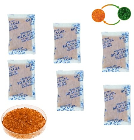 Caiyloxn Silica Kugeln Orange 10g x25 Stück Silicagel Beutel Regenerierbar Trockenmittel Orangenperlen Feuchtigkeits indikator Luftentfeuchter für Kleiderschrank Auto Entfeuchter