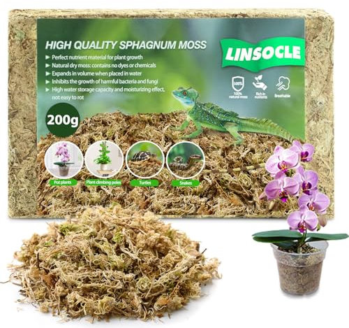 LINSOCLE200g Tourbe de Sphaigne pour Plantes - Substrat Adapté à Monstera et Orchidées - Bon Terreau Intérieur Professionnel