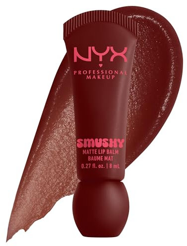 NYX Professional Makeup Lip Balm, matte, aufbaubare Farbe, angenehmes Tragegefühl, einzigartiger, süßer Duft, Smushy Matte Lip Balm, Smudge Fudge