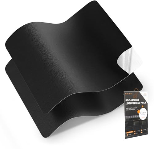 Pelle adesiva per riparazioni, 30×21 cm -2 pezzi ecopelle adesiva, Similpelle adesiva per Riparazioni Patch di in Pelle per Divani, Stivali, Reclinazioni, Borse, Tappezzeria(Nero)