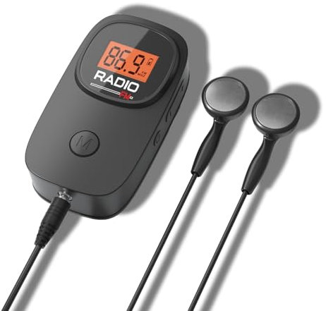 UMUTOO FM Small Radio, Battery Powered Radio (AAA), Portable Receiver with Headphones, LCD Screen, Back Clip, Small Gifts for Seniors Elderly