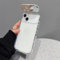 Invisible Camera Flip Mirror Holder Transparent Phone Case For iPhone 15 14 11 12 13 Pro Max Plus XR Soft TPU Shockproof Cover,White,for iPhone 15 Plus