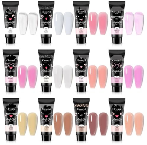 Funnaura 12 Pcs Gel Nail Polish Set, 12 Colours Poly Nail Gel Kit for Beginners