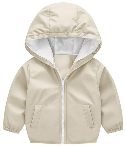 duxyoz Boys Girls Waterproof Jacket Toddler Baby Boy Girl Kids Rain Jacket Lightweight Breathable Rain Coat Windproof Zip Up Hooded Storm Jackets Water Resistant Raincoat Windbreaker 12-18 Months
