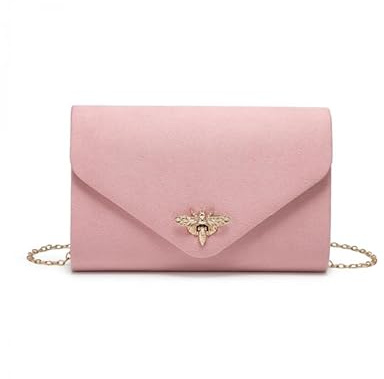 JFY Bee Lock Clasp Suede Clutch Bag