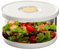 Recipiente de ensalada, cuenco de ensalada a prueba de derrames, 6.3 x 6.3 x 3.15 pulgadas, lonchera de vidrio para microondas, recipientes de preparación de comidas para lugar de trabajo, escuela