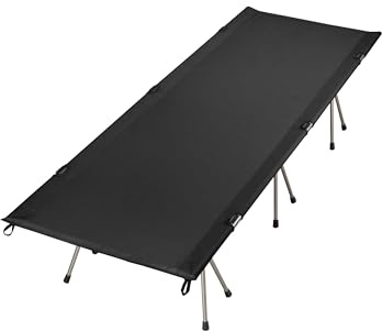 Avissimo XL Feldbett, bis 150 kg belastbar, Aluminiumgestell, mit Transporttasche, stabil & leicht, für Camping, Gäste & Outdoor, schwarz
