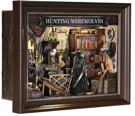 ETKVR Book Nook Kit, Bilderrahmen Booknook Wandhalter 3D Puzzle Buchstützen | Miniatur Puppenhaus Bausatz DIY Holzpuzzle mit LED Licht, zur Bücherregals Zuhause Dekoration für Kreative Geschenk