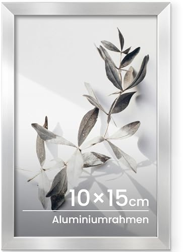Feihorrm Bilderrahmen 10x15 Metall, kleine Rahmen Silber mit Glas | Aluminium Picture Frame für 10x15 cm Fotorahmen, Metal Rahmen für Wand oder Tischdisplays, Selbstgemalte, Kinderzeichnung