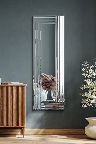 MirrorOutlet Large Frameless Venetian Edge Wall Mirror Modern 3Ft11 X 1Ft3 (119cm X 38cm), Metal, 119x38,Silver,SWS001