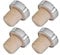 FM Professional 21417 Lot de 4 bouchons, bouchon à vin, bouteille de vin, bouchon de champagne, gris, plastique, 3,2 x 2,9 x 2,1 cm