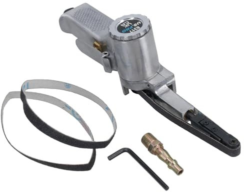 AB Tools 10mm Air Finger Belt Sander AN130 with 3 x 330mm x 10mm Sanding Belts (60, 80, 120 Grit) - 1600 RPM - 1/4 BSP Air Inlet - 6cfm @ 90 PSI