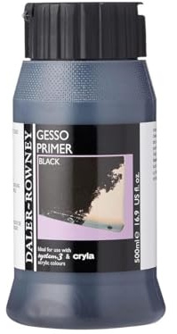 Daler-Rowney Acrylic Gesso, Plastic Pot, 16.91oz - 500 ml, Black Gesso Primer