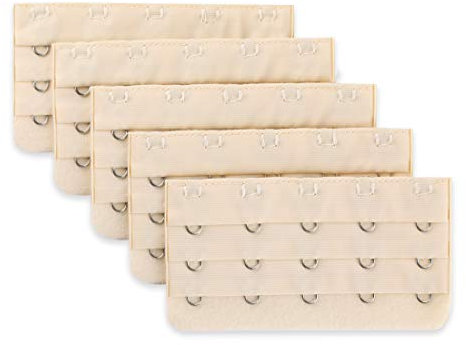 sourcing map Women Bra Extender Brassiere Extension 3 Rows 5 Hooks 5 Pcs Beige-5 Hooks-5 Pcs One Size