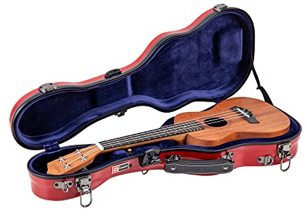 Crossrock CRF1000CURD Hardshell Fiberglass Concert Ukulele Case, Thick Padded, 4 Latches, Glossy Finsh in Red