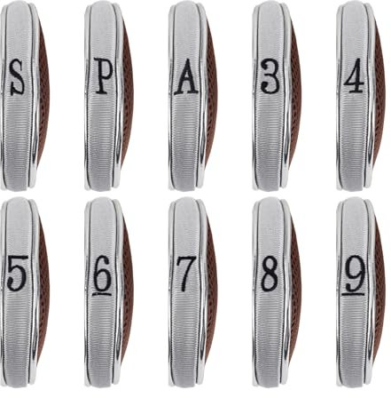 Andux Mesh Golf Iron Club Head Covers with Zipper Left and Right Handed 10pcs/set (Coffee/Grey)