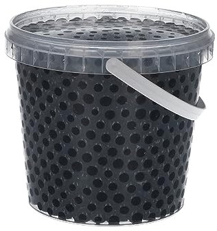trendfinding 1 Liter Eimer aus Kunststoff mit Deckel Deko Hydro Wasser Perlen Kugeln künstliche Blumenerde Aquaperls Aqualinos zum Dekorieren Ø 0,8 bis 1,2 cm (Schwarz_SM)