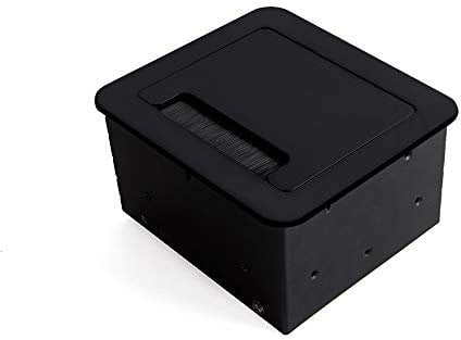 Emuca - Bloc multiprise escamotable pour encastrer au bureau, bloc multiprise plan de travail (prise EU type F, USB et HDMI), 145x130mm, noir