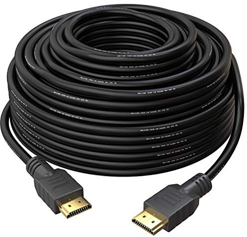 Cable HDMI de 30 M v1.4 de True HQ™ | Cable largo de alta velocidad con Ethernet ARC 3D | Full HD 1080P PS4 Xbox One Sky HD TV portátil PC Monitor CCTV | Negro y dorado