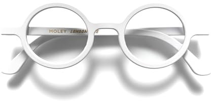 LONDON MOLE Runde Lesebrille | Moley-Brille | Coole Leser | Stilvolle Brille für Herren Damen Unisex | Federscharniere | Weiß | + 2,0 Vergrößerung