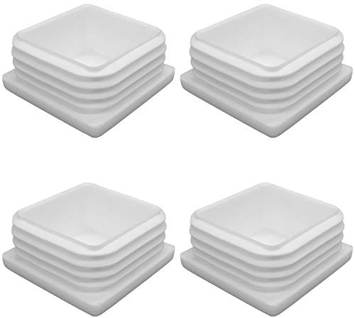 Enkotrade 4 Stück Lamellenstopfen Weiß für Vierkantrohre, 50x50 mm, Rohrabdeckung aus hochwertigem Polyethylen Kunststoff, Stopfen, Endstopfen, Kappen, Gleiter | Rohrstopfen Quadratisch