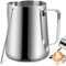 TechKen Milchkännchen, Milchkanne Edelstahl 900ml(32oz) Aufschäumkännchen mit Messung Mark und Latte Art Pen, für Cappuccino Espresso (Silber 900ml)