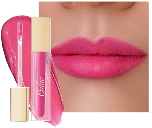 Oulac Rossetto Liquido Matte, Fucsia Rosa Rossetti Colore Intenso, Tinta Labbra Finish Matte, Lunga Tenuta, Ricco di vitamina E, Consistenza crema, Vegana&Senza crudeltà 4.5ml (M09) Pinky Kiss