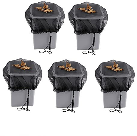 BuleEco 5 Stück Regentonnen Netz Abdeckung für Regenfass inkl. extra Zugkordel zur besseren Befestigung an unterschiedlichen Durchmessern