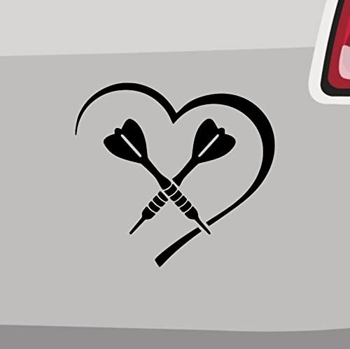 Herz Darts Aufkleber - 6 Größen 21 Farben - Ally Pally Steeldart Bull Love Pfeile - Schwarz - Vinyl - Minimalistisch - Outdoor - Sticker - Aufkleber