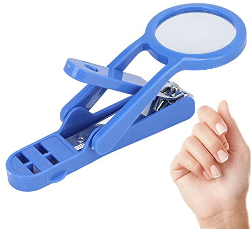 Elderly Nail Clipper with Magnifying Glass Stainless Steel Adjustable Fingernail Toenails Cutter Nail Clippers Care for Elderly Seniors Baby(blue)