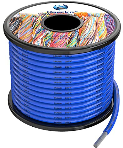 2.0mm² 14awg Fils électrique en Silicone Couleur Bleu 10 Mètres Cable fil de cuivre étamé multibrins Résistant à Haute Température