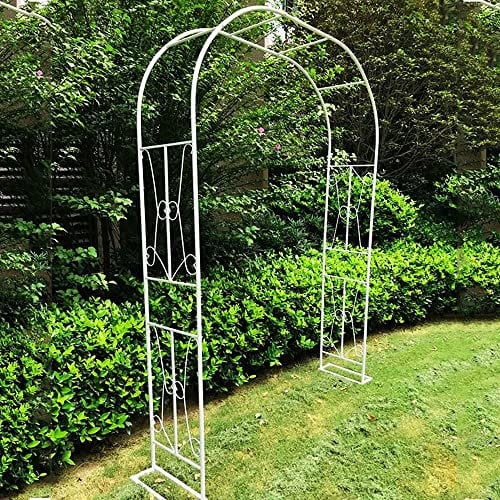 SHENGSHIYU Garden Gazebo, Wedding Party Arch Walkway, Plant Climbing Steel Garden Trellis, Garden Pergola, Backyard, Lawn, (dome) Multiple Sizes, Weatherproof,White-240x40x230cm